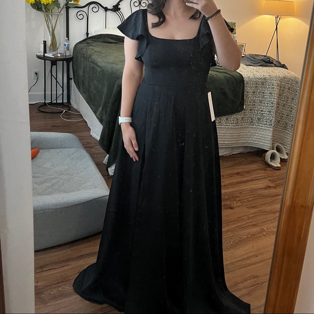 Azazie Black Bondi Stretch Satin Bridesmaid Dress